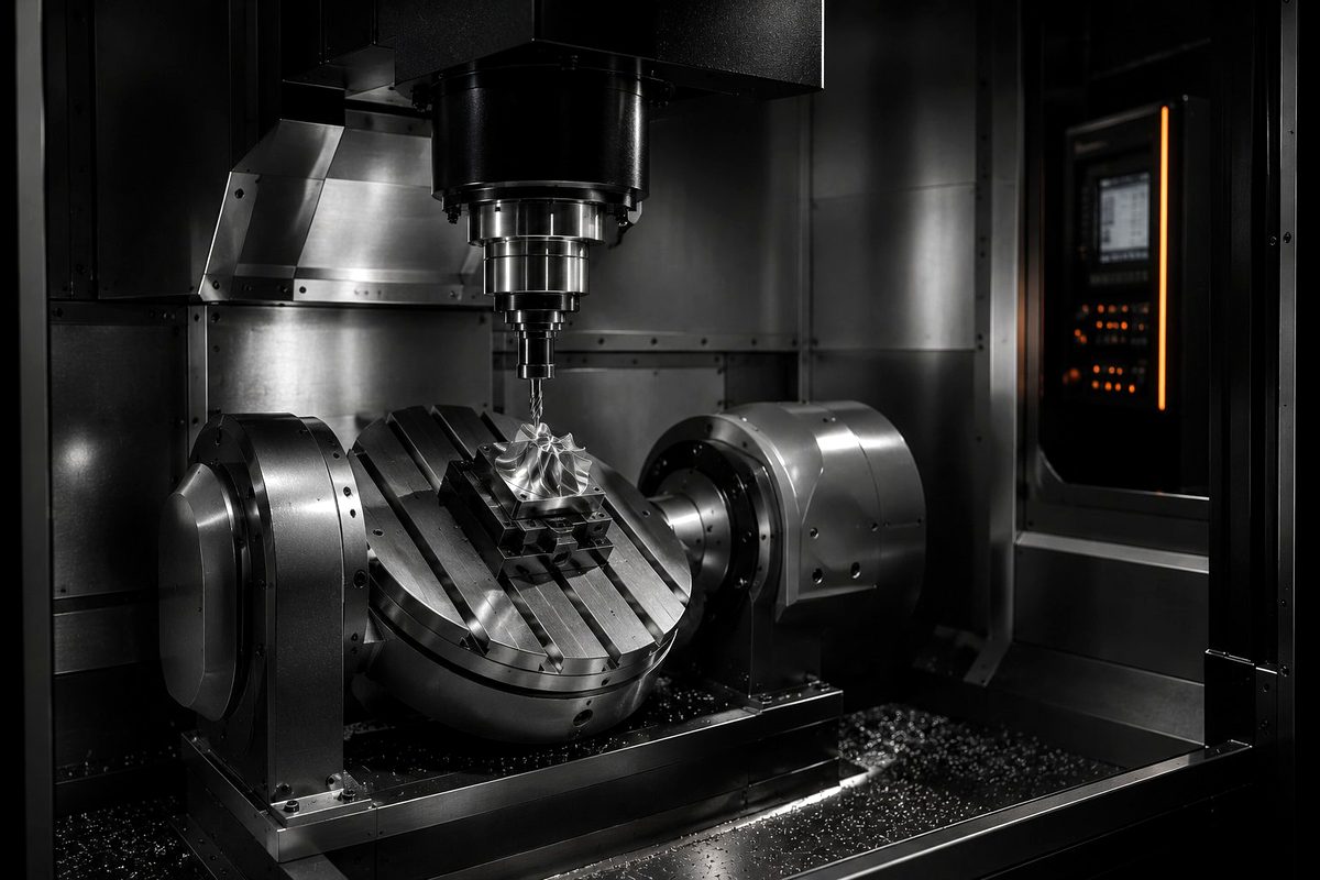 Centrum 5-osiowe Hermle C400 - obróbka detalu turbinowego, stół uchylno-obrotowy, wrzeciono HSK-A63